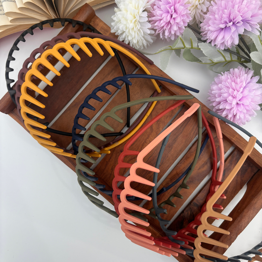 Comb Matte Finish Headband - Pack of 2 (Assorted Colours)