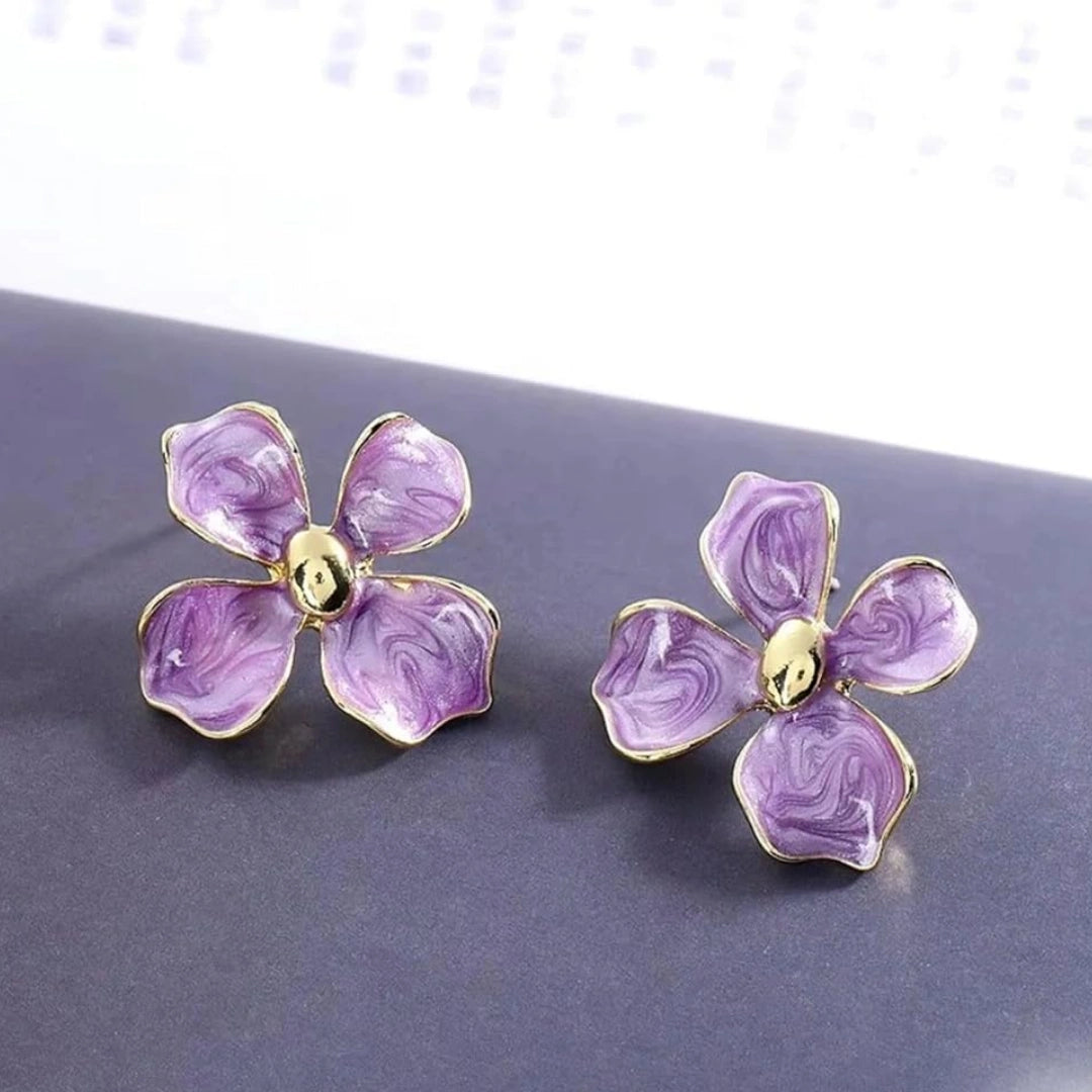 Lavender Bloom Floral Stud Earrings