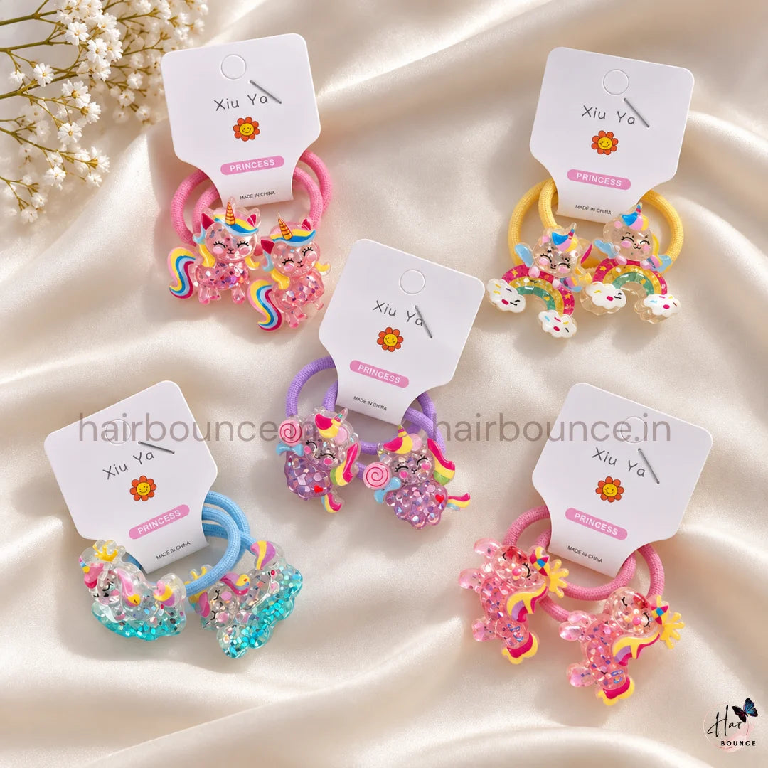 Sparkly Unicorn Kids Hair Ties – Pack of 5