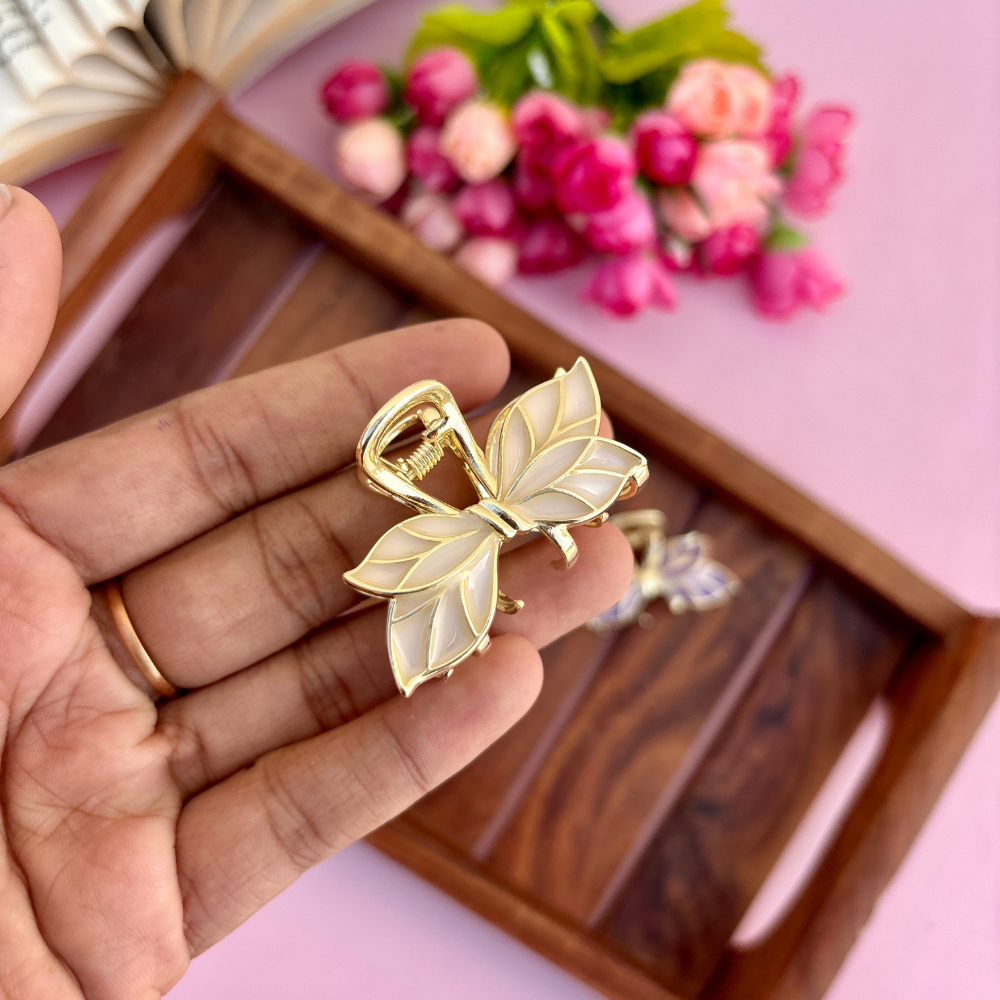 Premium Colourful Knotted Leaf Hair Claw - Medium
