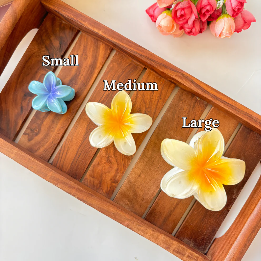 Glossy Floral Hair Claw – Large