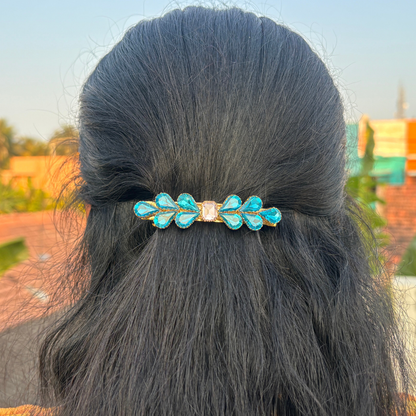 Crystal Drop Hair Clip - Sky Blue