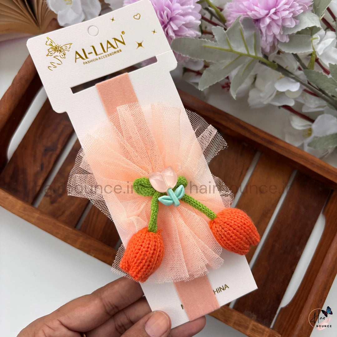 Tulip Charm Crochet Newborn Baby Nylon Headband