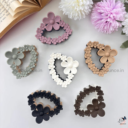Dual-Colour Floral Oval Hair Claw – Medium