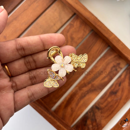 Butterfly Bloom Crystal Hair Claw - Medium