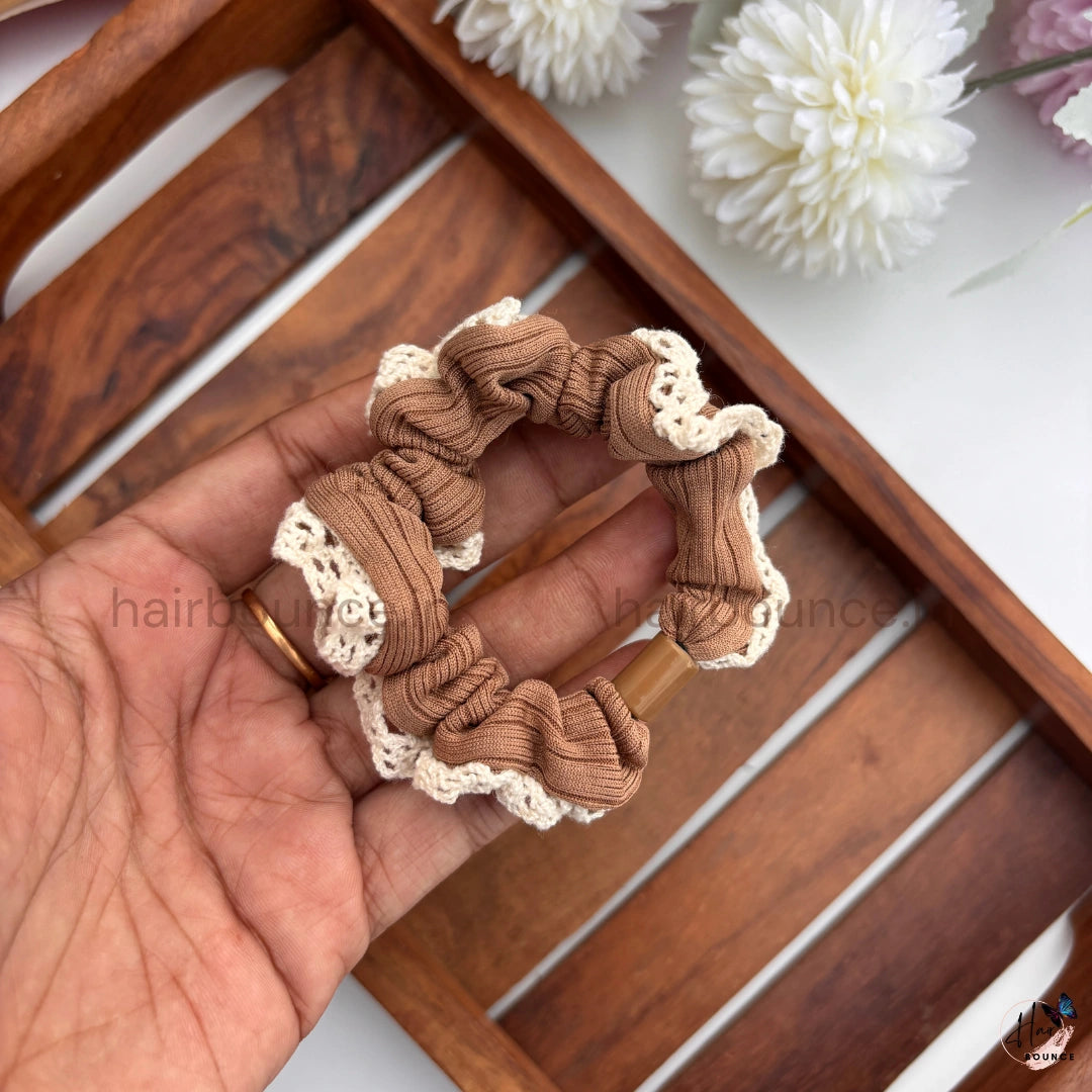 Vintage Lace Trim Scrunchie Hair Tie