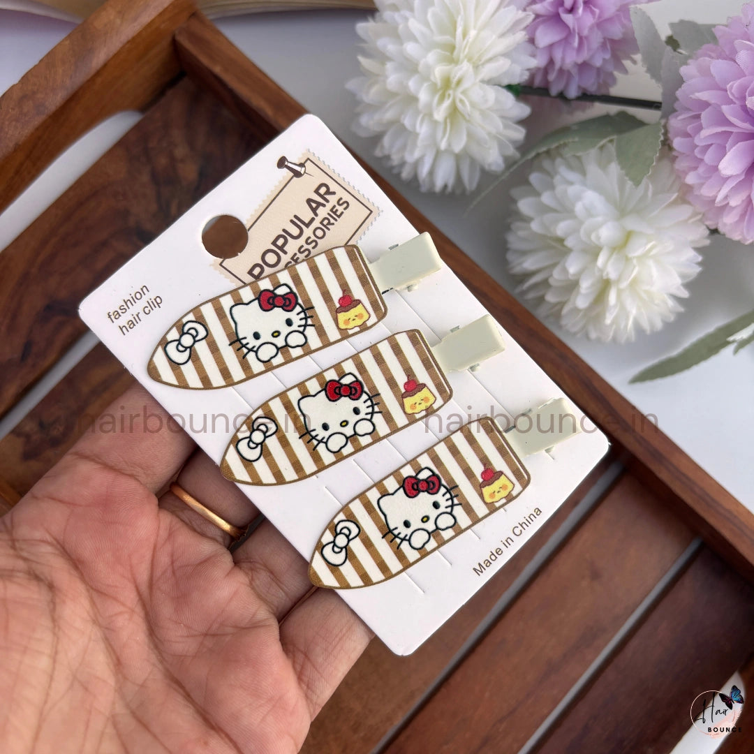 Kitty Printed Snap Hair Clips for Kids (Pack of 3)
