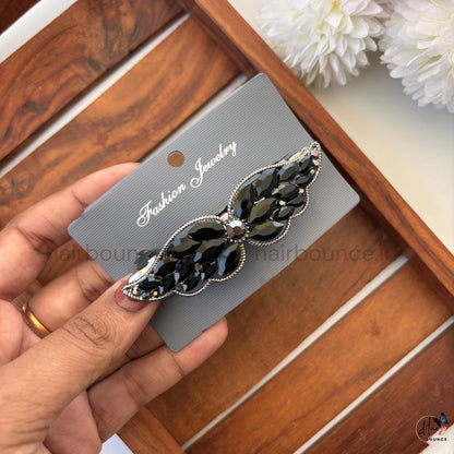 Royal Crystal Leaf Center Hair Clip