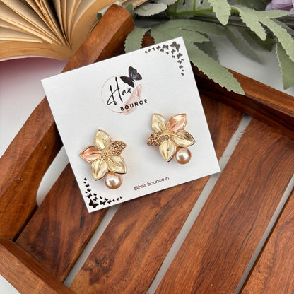 Blossom Pearl Petal Studs – Gold