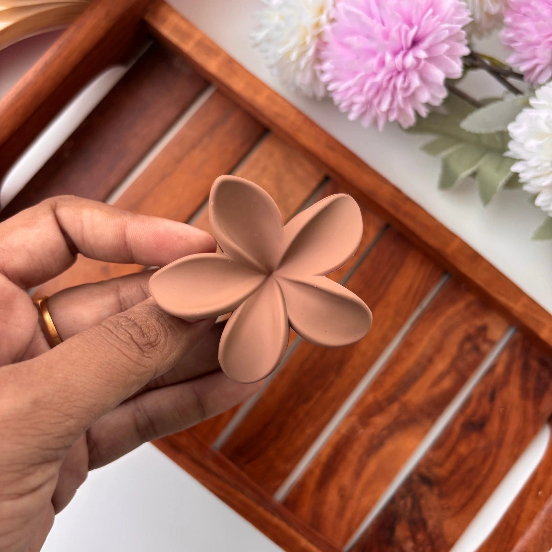 Colourful Matte Finish Flower Hair Claw - Medium