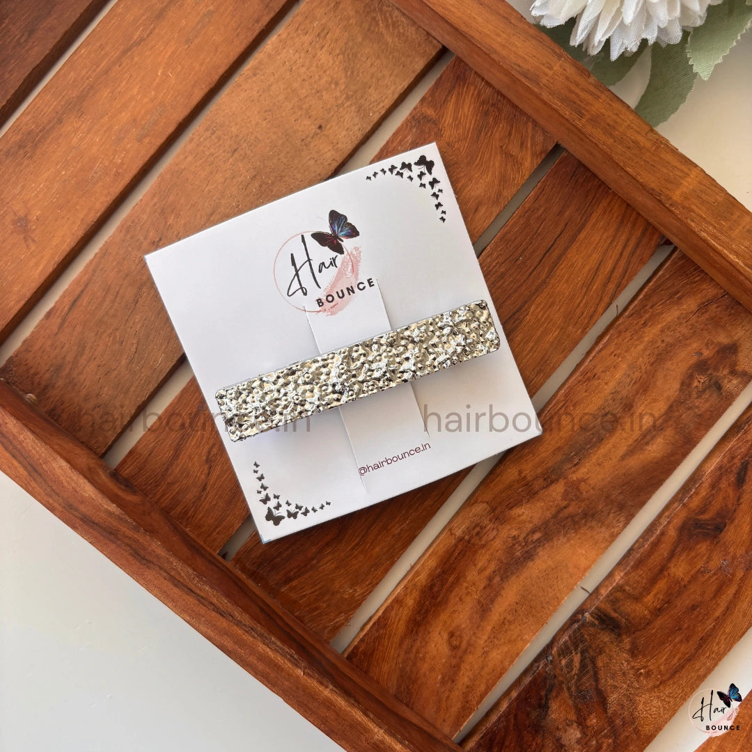 Nova Sparkle Textured Rectangle Barrette – Festive Glam Collection