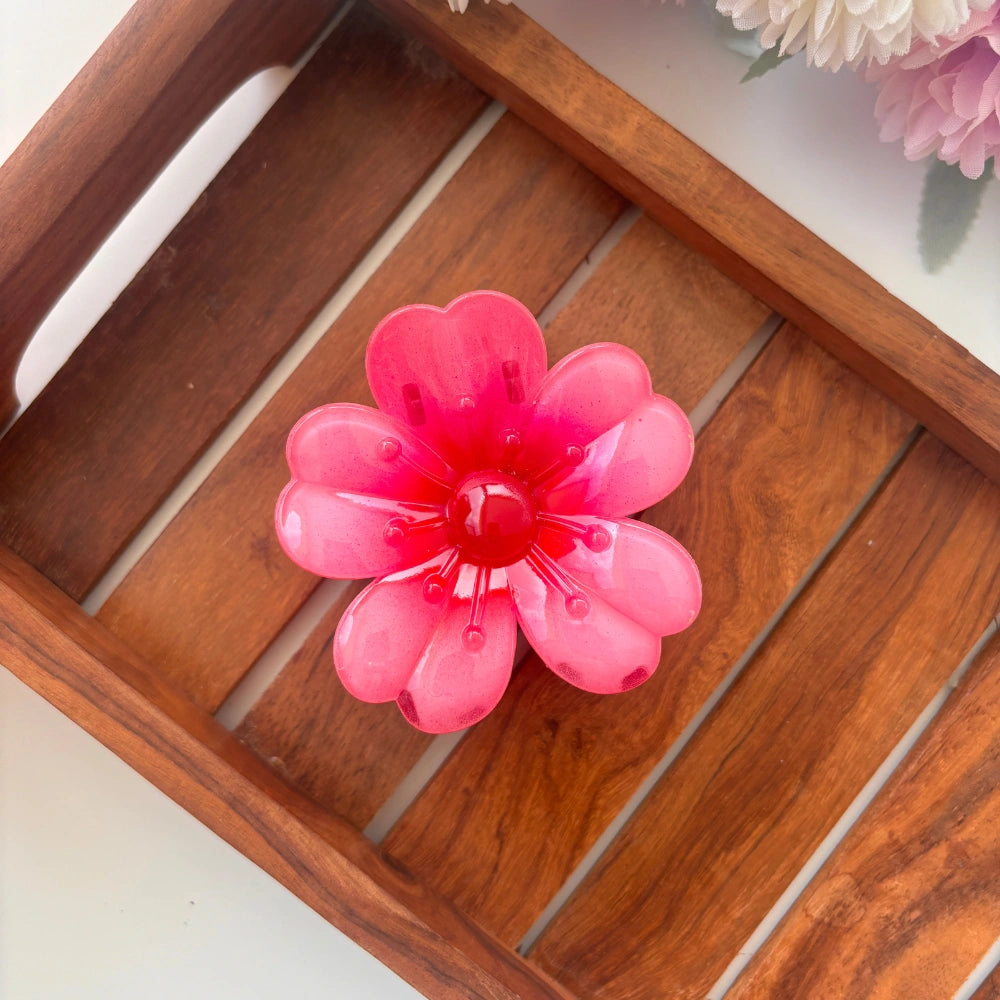 Shiny Petal Charm Hair Claw – Large