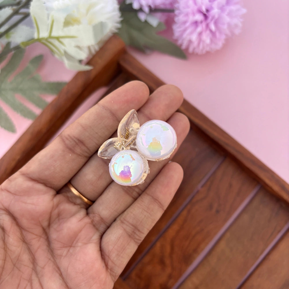 White Pearl Cherry Hair Claw - Small