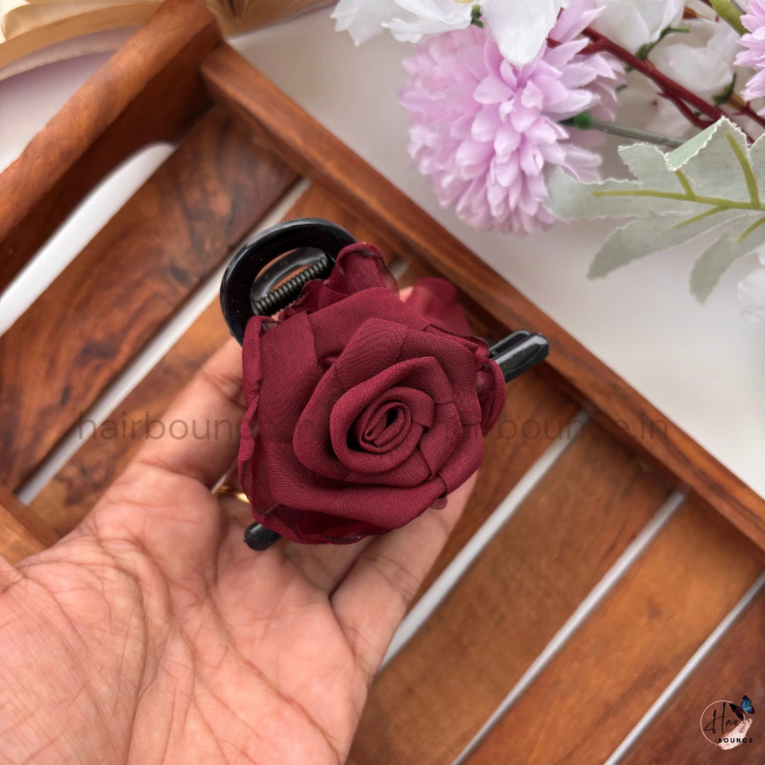 Velvet Rose Bloom Hair Claw – Medium
