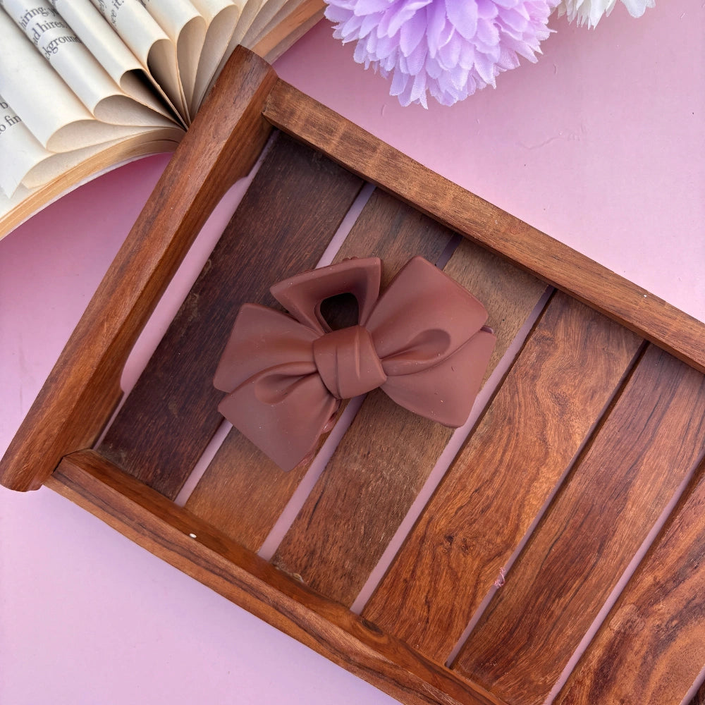 Matte Finish Bow Hair Claw - Large