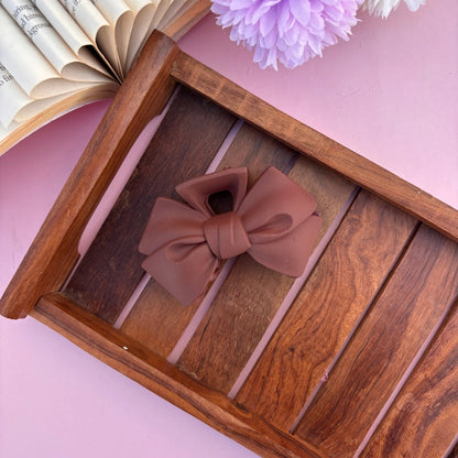 Matte Finish Bow Hair Claw - Large