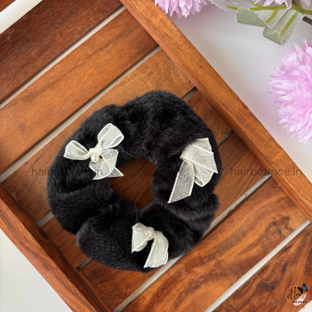 Pearl Bow Plush Scrunchies – Soft, Elegant & Everyday Cute