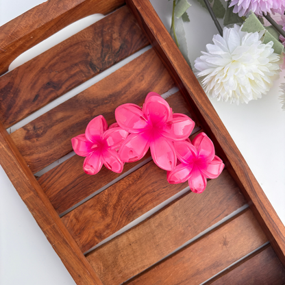 Shinny Triple Flower Hair Claw - Large