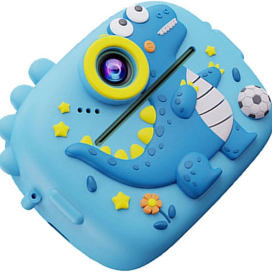 Cute Little Dinosaur Shape Instant Print Camera, 1080P HD Dual-Lens Camera Instant Print, Comes with 3 Rolls of Printing Paper, 6 Colored Pens, Rechargeable Battery, Ideal Gift for 3-14 Year Old Boys And Girls