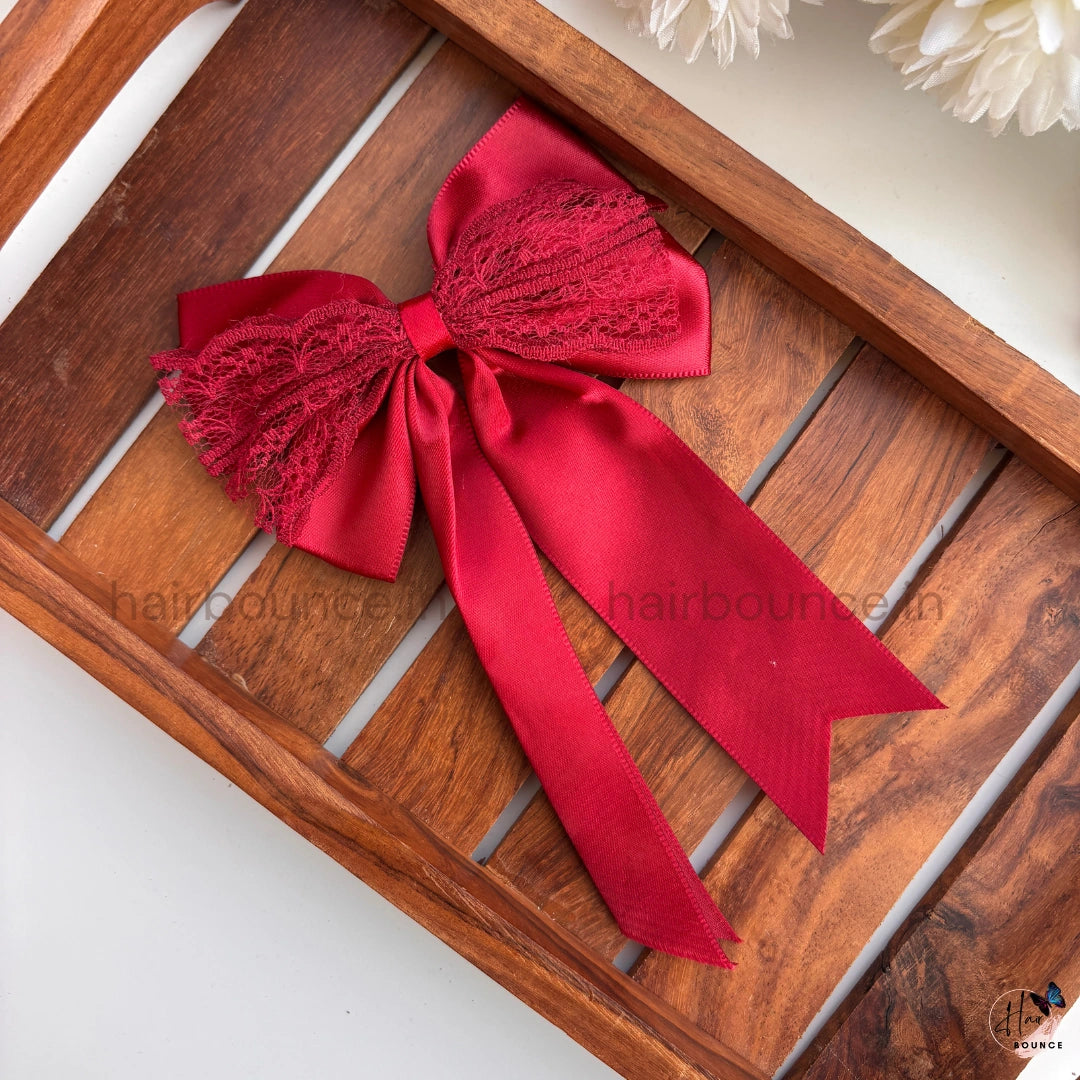 Lace Grace Ribbon Bow Clip