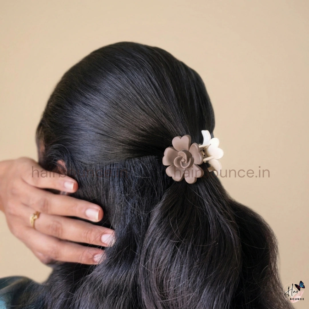 Dual Colour Rose Bloom Hair Claw - Small