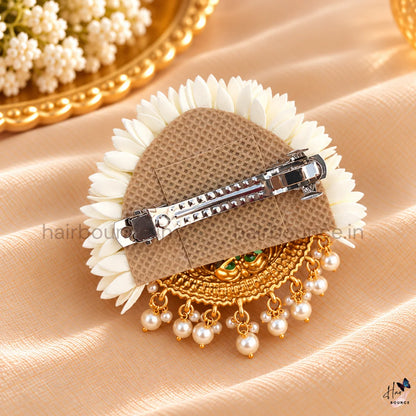 Mullai Lakshmi Pearl Temple Hair Clip