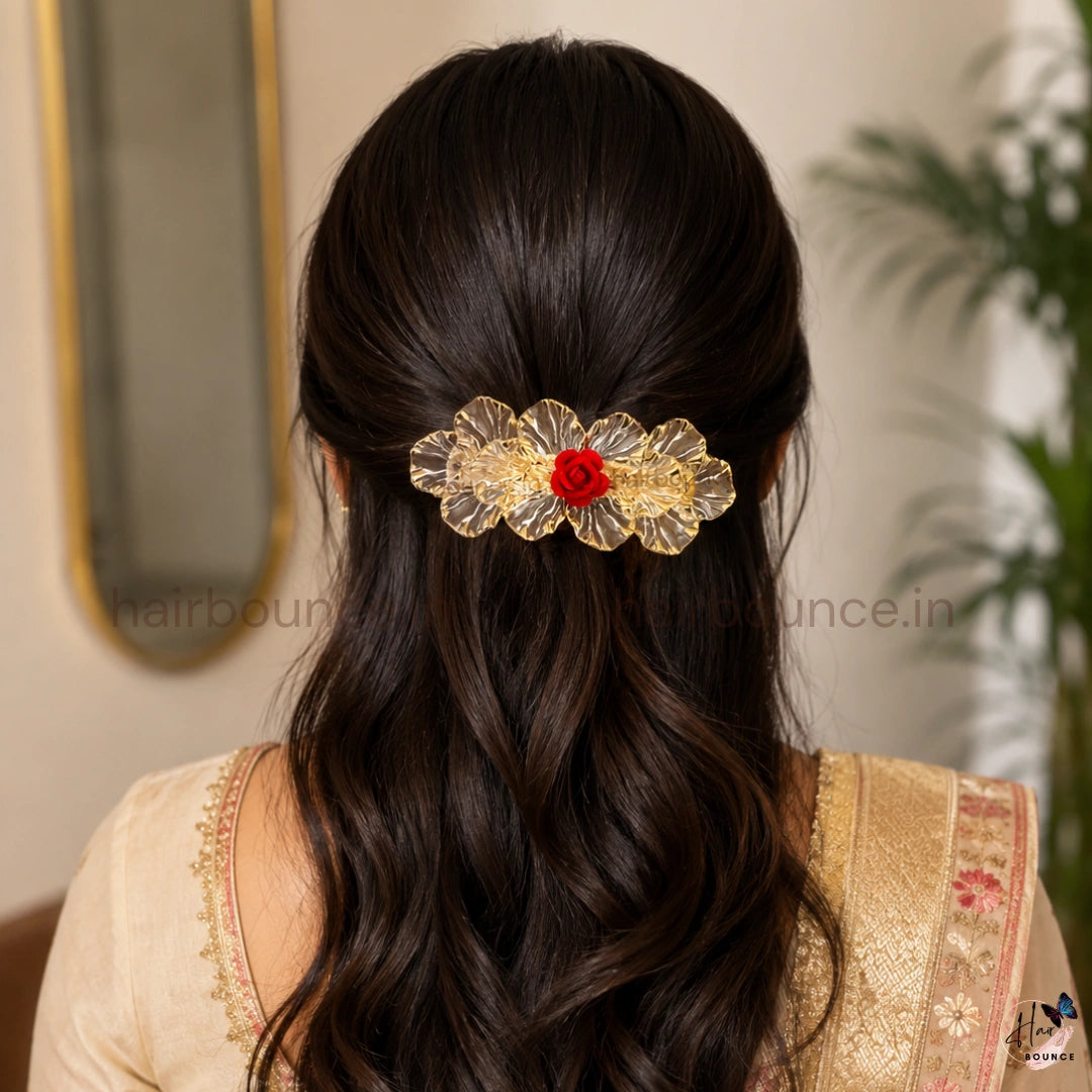 Royal Bloom Floral Center Hair Clip