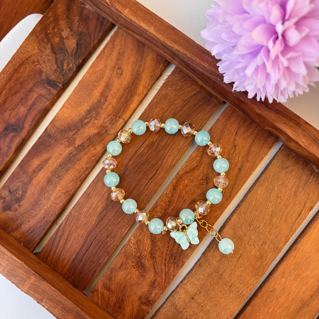Butterfly Charm Bead Bracelet