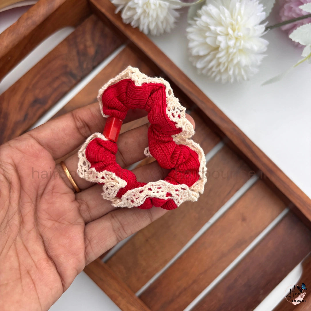 Vintage Lace Trim Scrunchie Hair Tie