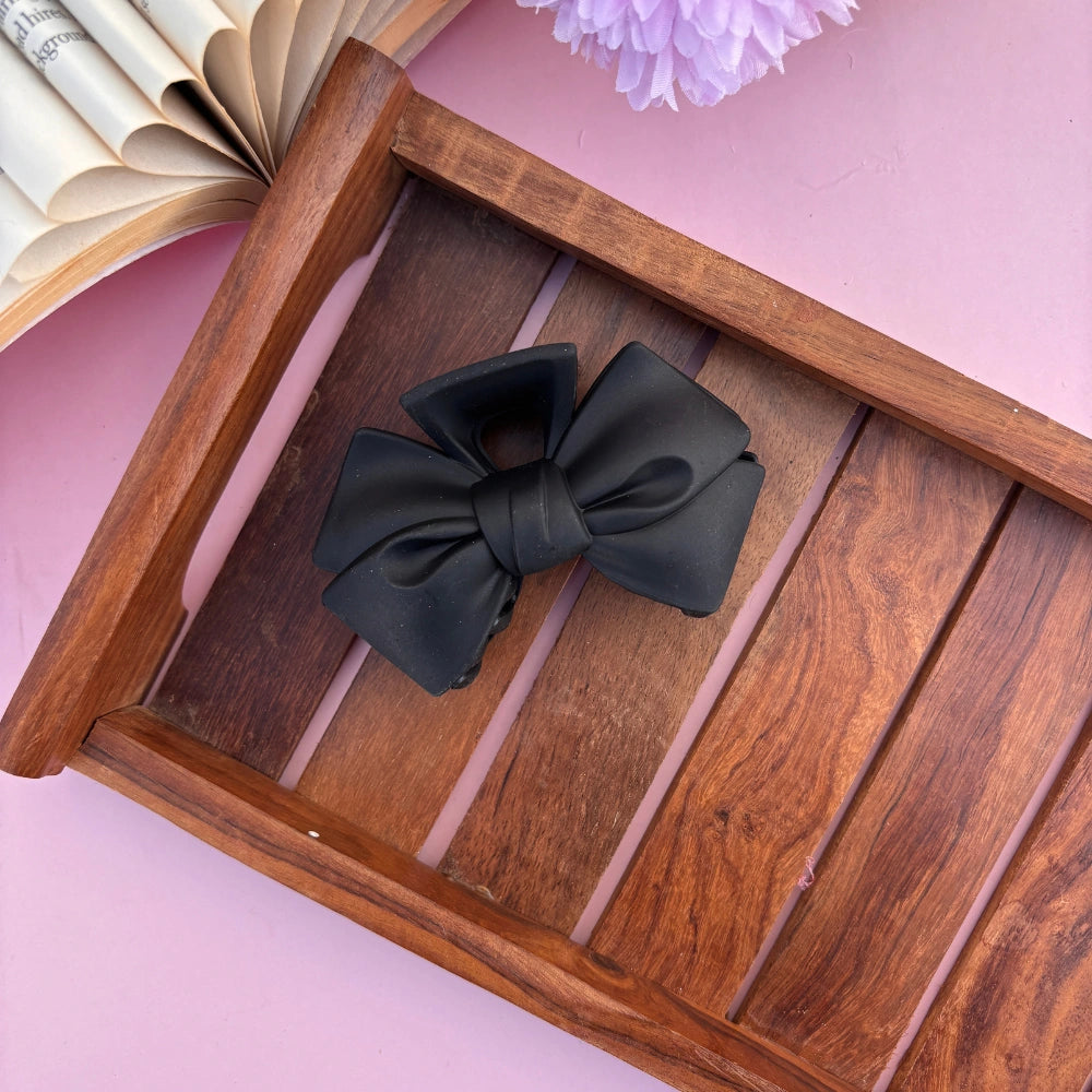 Matte Finish Bow Hair Claw - Large