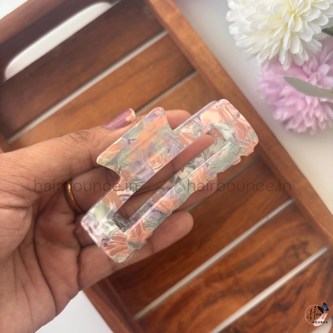 Marble Luxe Rectangle Hair Claw – Large