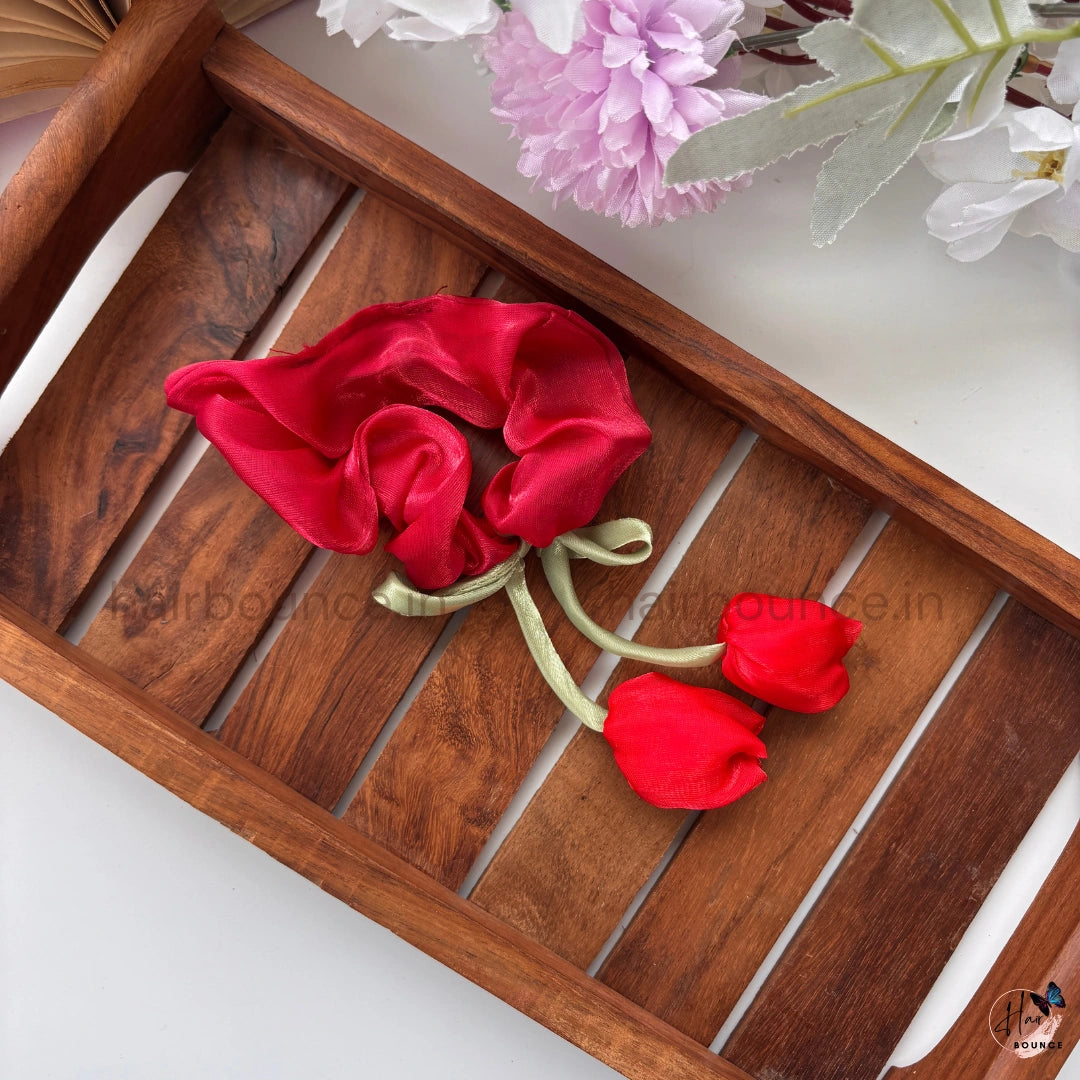 Lovely Tulip Fluffy Scrunchie - Organza