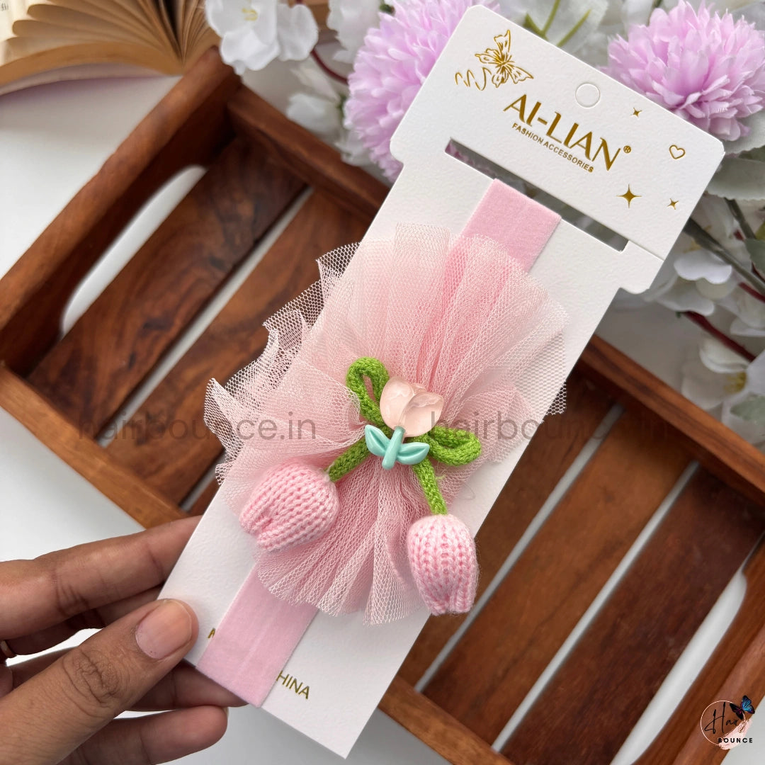 Tulip Charm Crochet Newborn Baby Nylon Headband