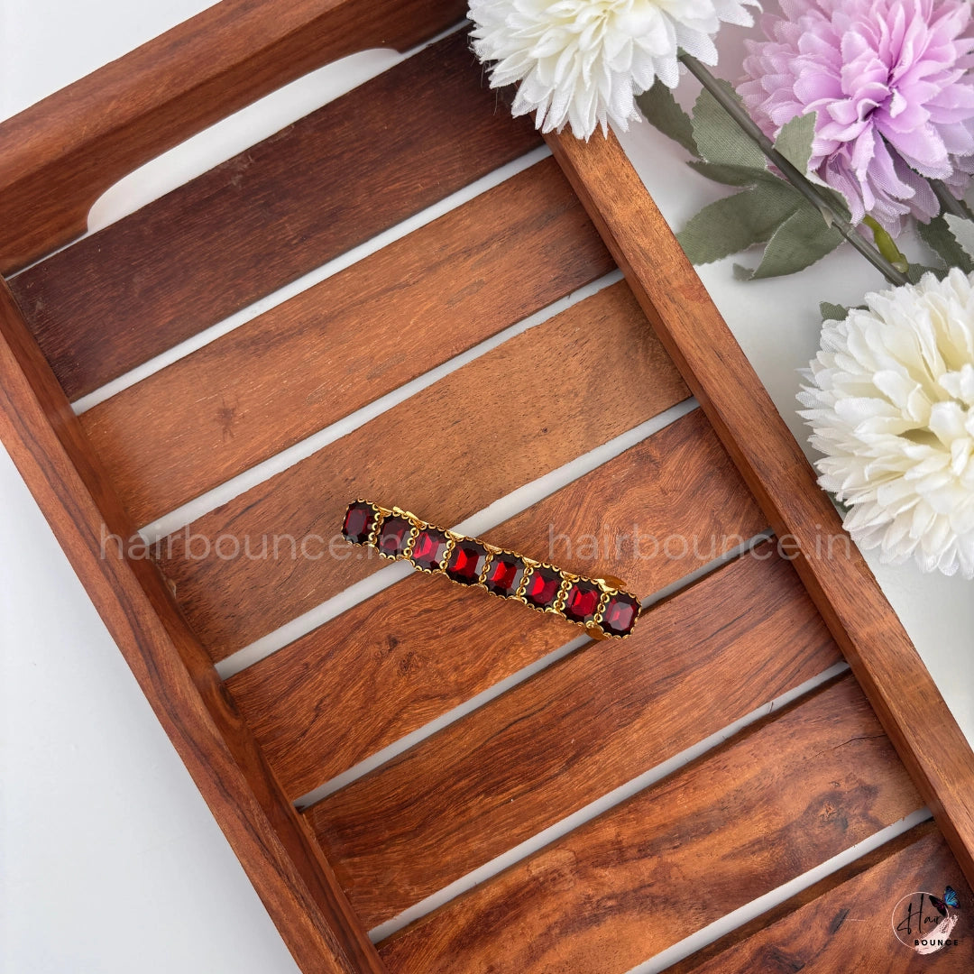 Elite Aura Center Hair Clip – Dark Red
