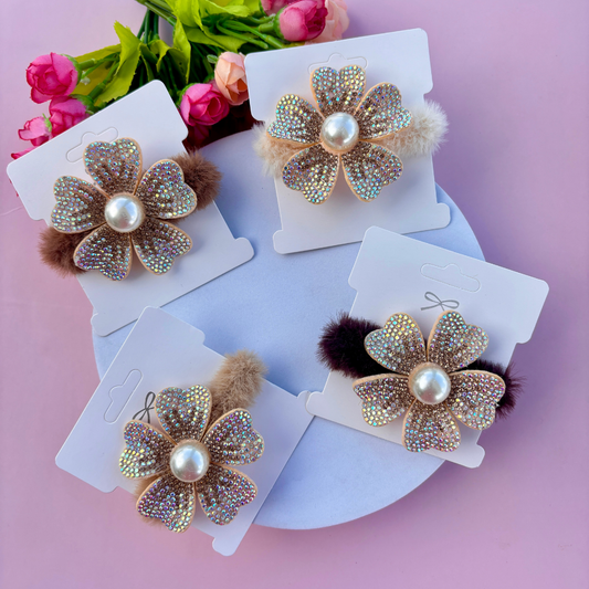 Lovely Flower Fur Rubber Band
