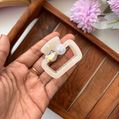 Crystal Pearl Rectangle Hair Claw – Medium