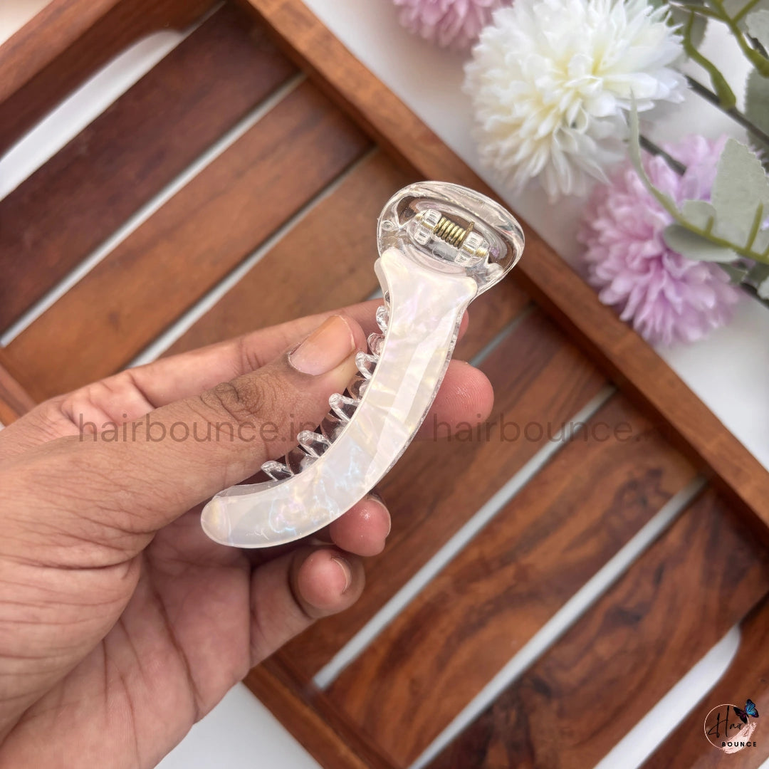 Premium Marble Curved Banana Hair Clip – Medium