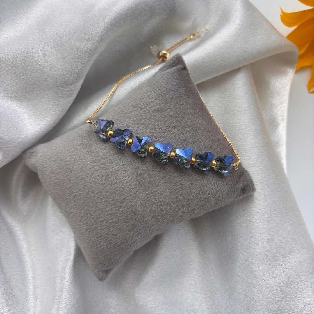 Butterfly Crystal Bead Bracelet – Adjustable
