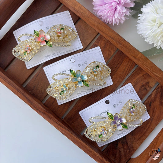 Crystal Petal Floral Hair Barrette