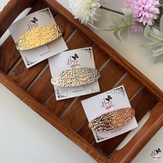 Imperial Embossed Metallic Oval Barrette – Royal Texture Collection
