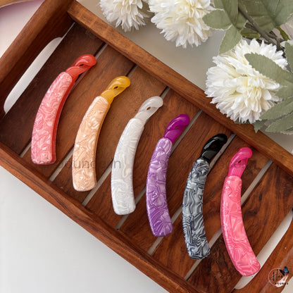 Marble Finish Banana Hair Clip – Large