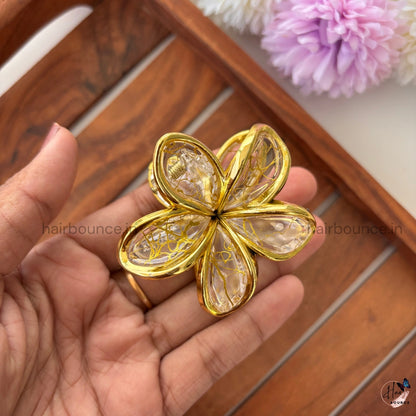 Golden Crystal Bloom Hair Claw – Medium