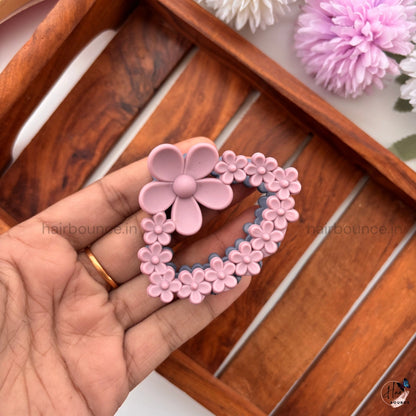 Dual-Colour Floral Oval Hair Claw – Medium