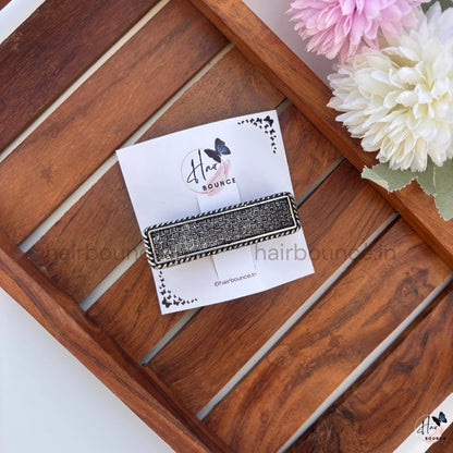 Vintage Noir Textured Rectangle Hair Barrette