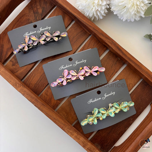 Iridescent Butterfly Crystal Center Clip