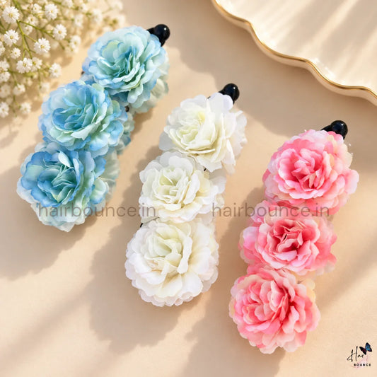 Pastel Rose Artificial Flower Banana Hair Clip – Large