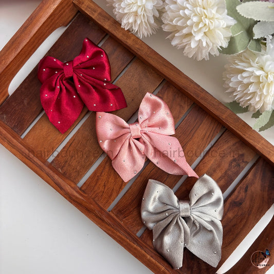 Sparkle Satin Ribbon Bow Hair Clip