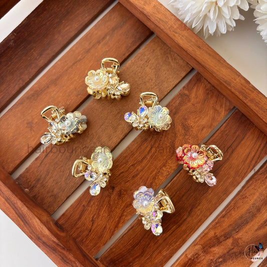 Crystal Butterfly Blossom Mini Hair Claw – Small