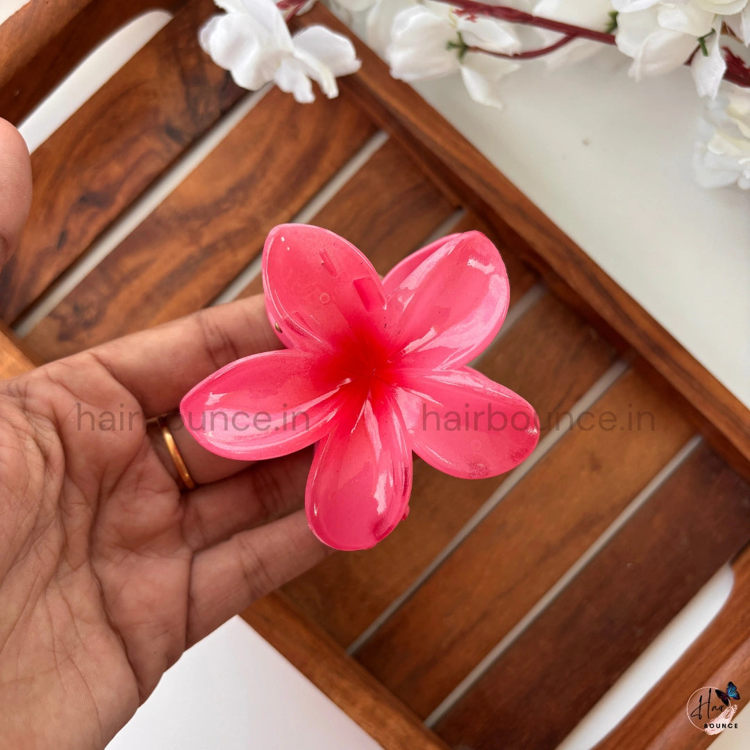 Glossy Floral Hair Claw – Large