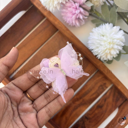 Elegant Butterfly Bead Hair Claw - Small